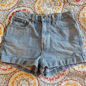 Amer. Apparel High-Waist Cuff Jean Shorts Light 28